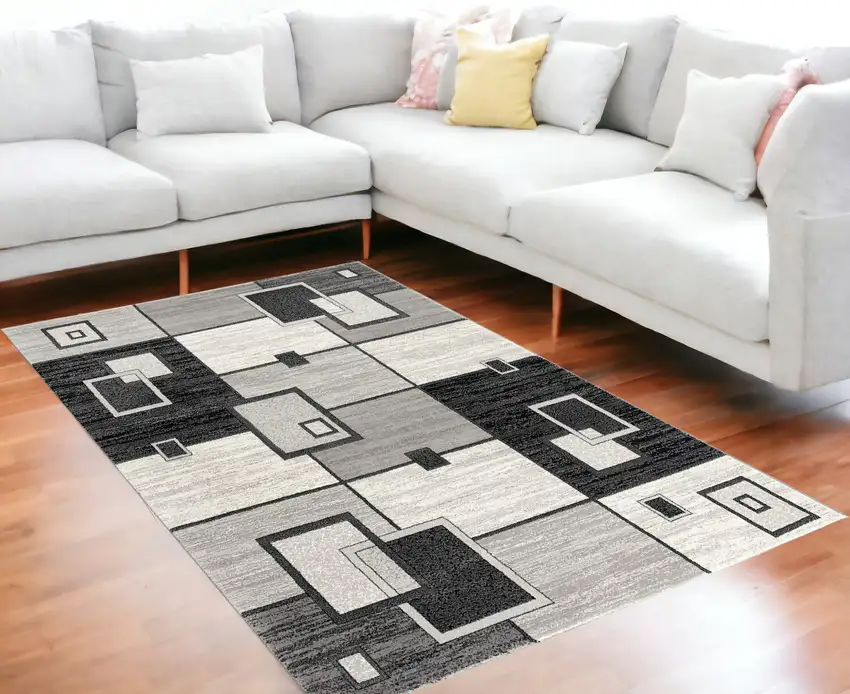 Gray Abstract Dhurrie Area Rug Photo 1