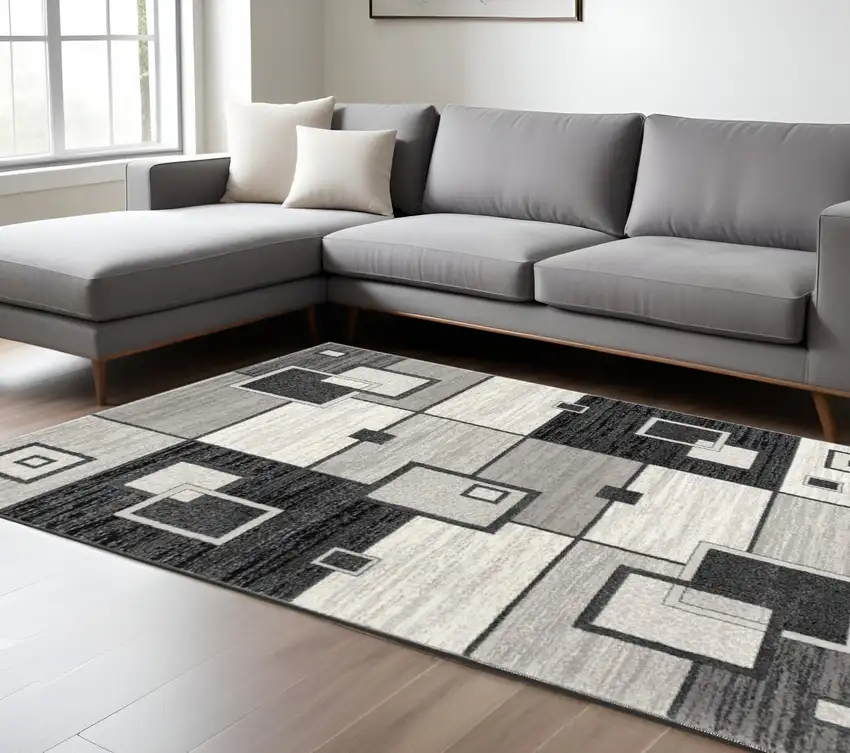 Gray Abstract Dhurrie Area Rug Photo 1