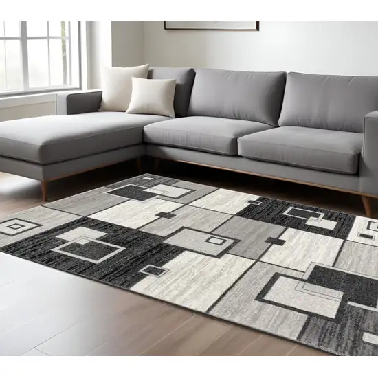 Gray Abstract Dhurrie Area Rug Photo 2