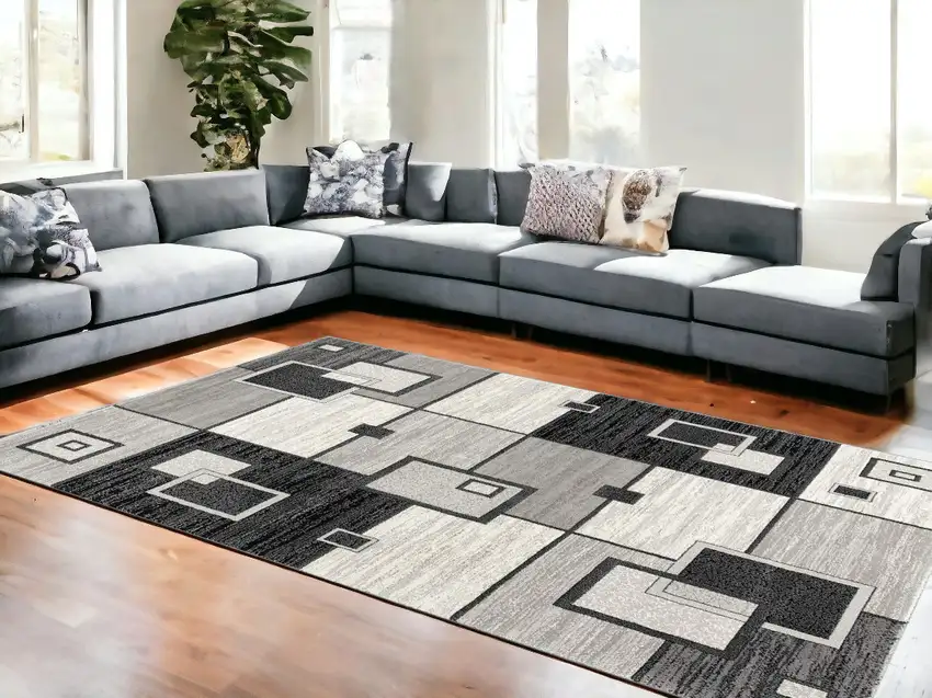 Gray Abstract Dhurrie Area Rug Photo 1