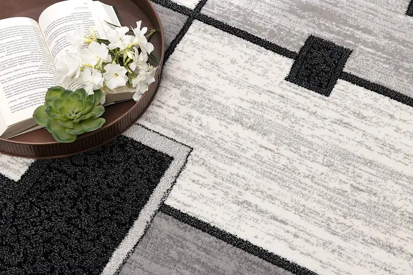 10' Gray Abstract Power Loom Runner Rug Photo 6