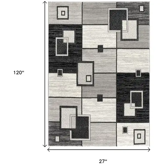 10' Gray Abstract Power Loom Runner Rug Photo 9