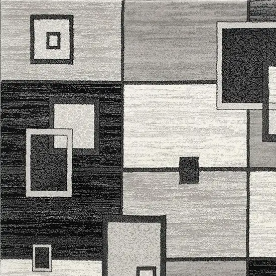 10' Gray Abstract Power Loom Runner Rug Photo 3