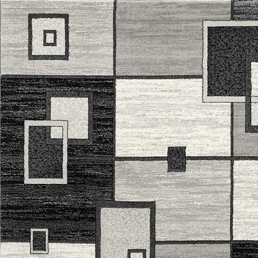 10' Gray Abstract Power Loom Runner Rug Photo 3