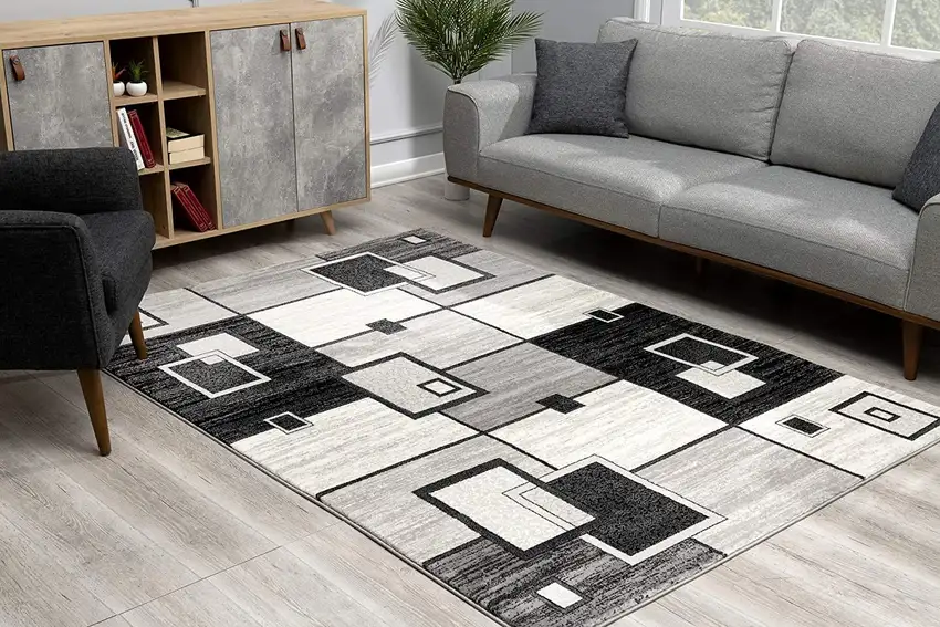 10' Gray Abstract Power Loom Runner Rug Photo 7