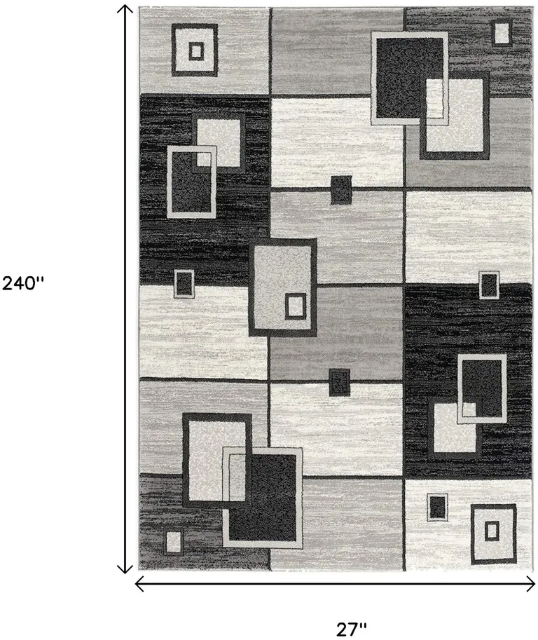 Gray Asymmetric Blocks Runner Rug Photo 5