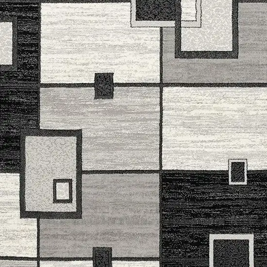 20' Gray And Black Geometric Distressed Runner Rug Photo 3