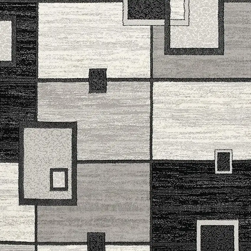 20' Gray And Black Geometric Distressed Runner Rug Photo 3