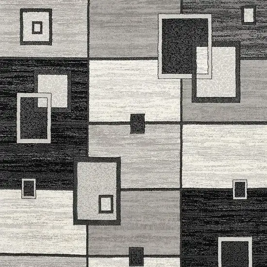 13' Gray And Black Geometric Distressed Runner Rug Photo 4