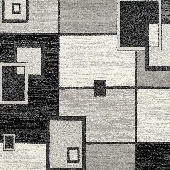 13' Gray And Black Geometric Distressed Runner Rug Photo 3
