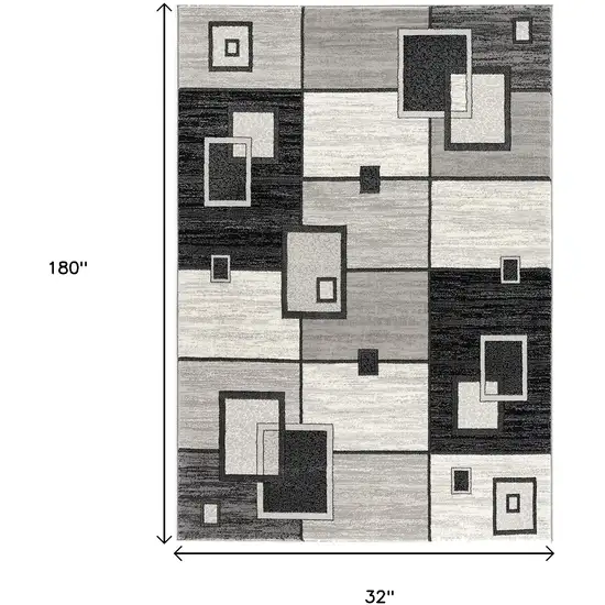 15' Gray Abstract Dhurrie Runner Rug Photo 9