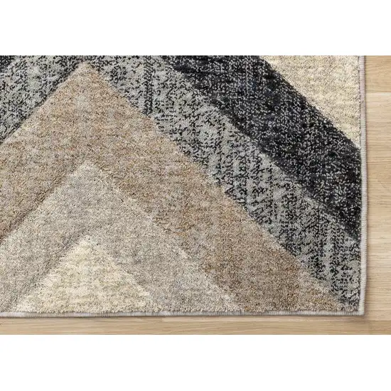 Gray Beige And Black Geometric Area Rug Photo 9