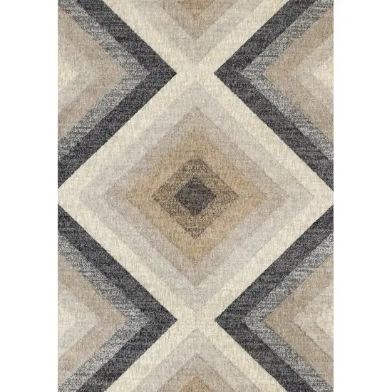Gray Beige And Black Geometric Area Rug Photo 2