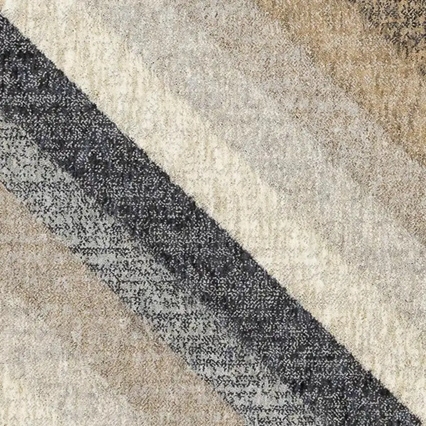 Gray Beige And Black Geometric Area Rug Photo 5