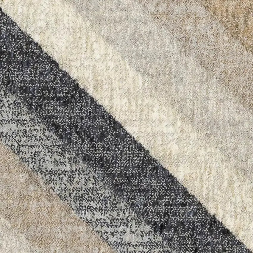 Gray Beige And Black Geometric Area Rug Photo 4