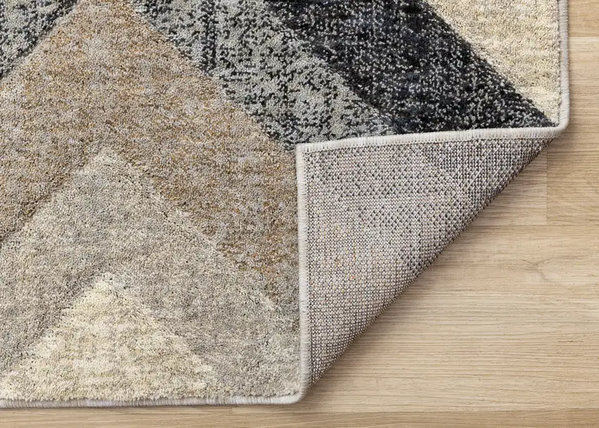 Gray Beige And Black Geometric Area Rug Photo 9