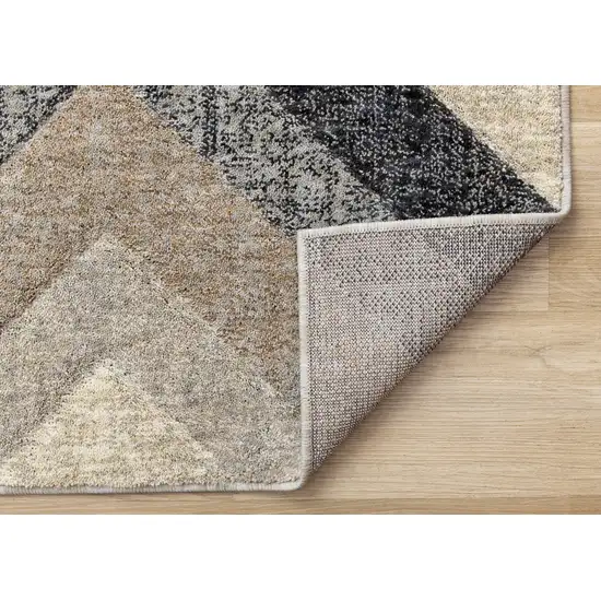 Gray Beige And Black Geometric Area Rug Photo 9