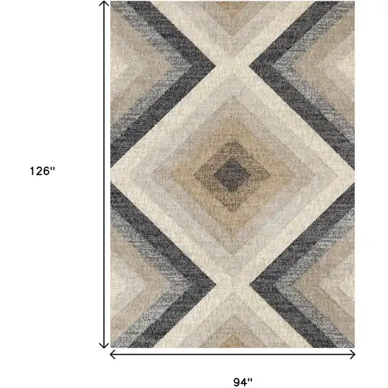 Gray Beige And Black Geometric Area Rug Photo 3