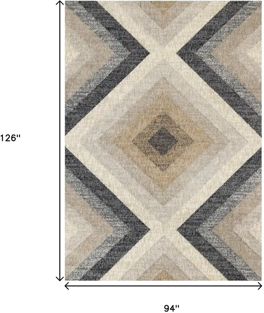 Gray Beige And Black Geometric Area Rug Photo 3