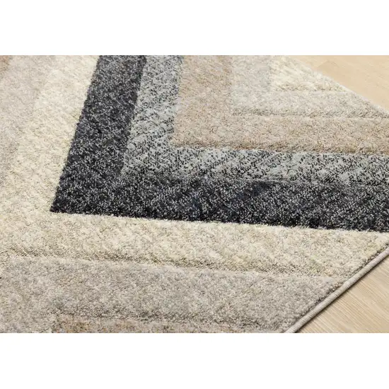 Gray Beige And Black Geometric Area Rug Photo 8