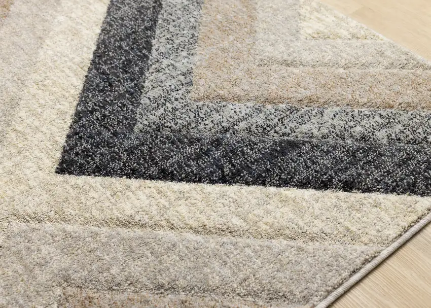 Gray Beige And Black Geometric Area Rug Photo 8