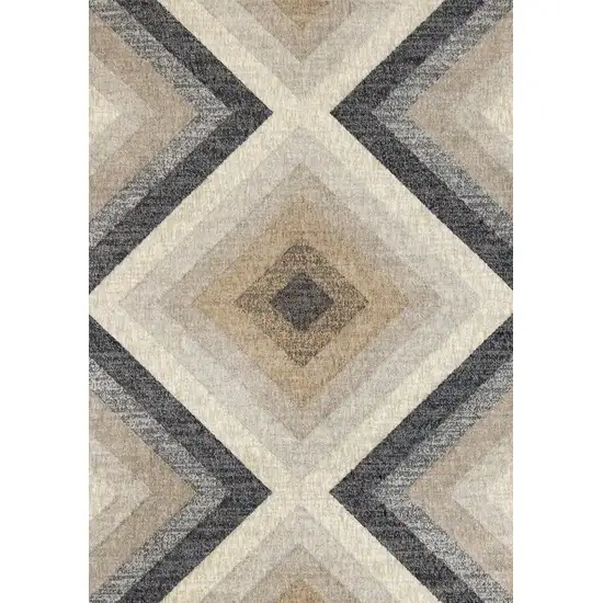 Gray Beige And Black Geometric Area Rug Photo 5