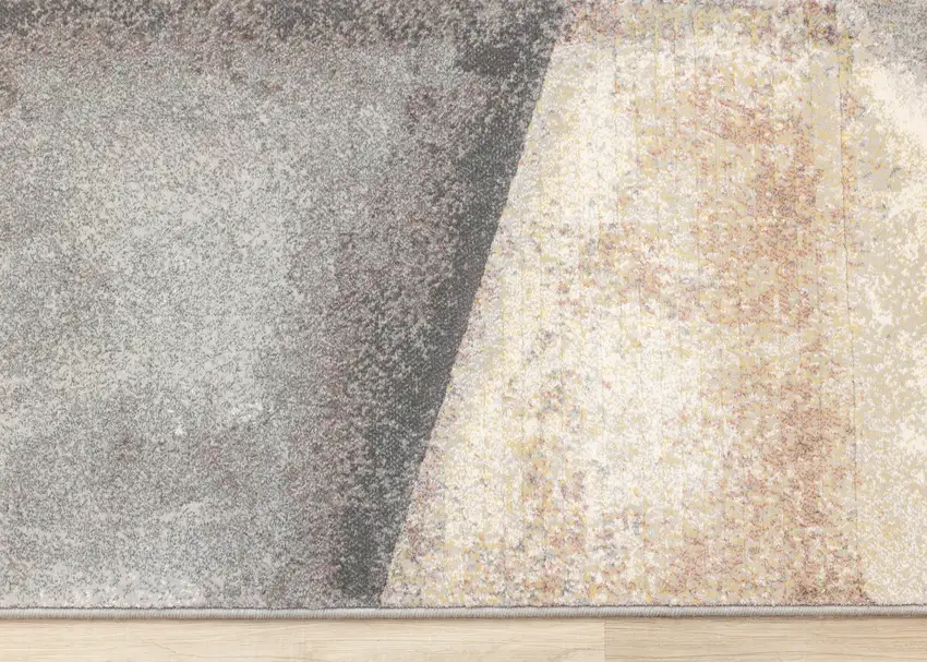 Gray Beige And Brown Abstract Area Rug Photo 9