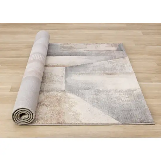 Gray Beige And Brown Abstract Area Rug Photo 9