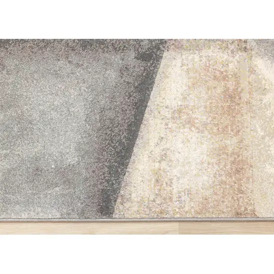 Gray Beige And Brown Abstract Area Rug Photo 9