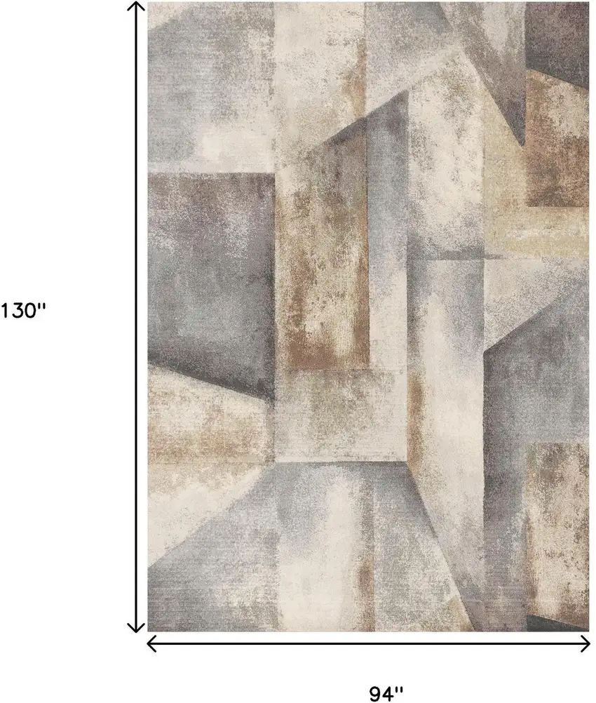 Gray Beige And Brown Abstract Area Rug Photo 3
