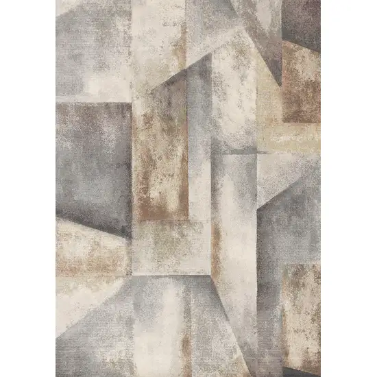 Gray Beige And Brown Abstract Area Rug Photo 2