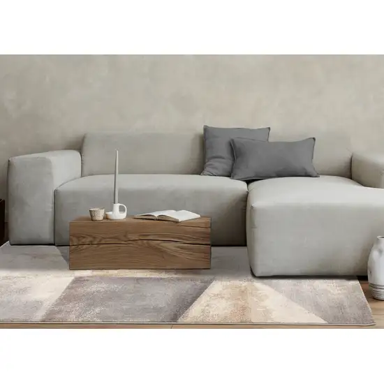 Gray Beige And Brown Abstract Area Rug Photo 5