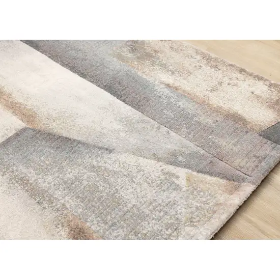Gray Beige And Brown Abstract Area Rug Photo 6