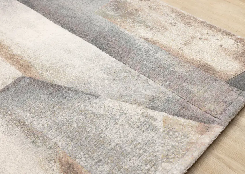 Gray Beige And Brown Abstract Area Rug Photo 6