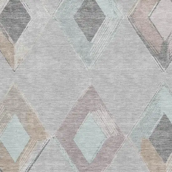Gray Beige And Charcoal Geometric Washable Area Rug With UV Protection Photo 3