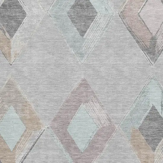 Gray Beige And Charcoal Geometric Washable Area Rug With UV Protection Photo 3