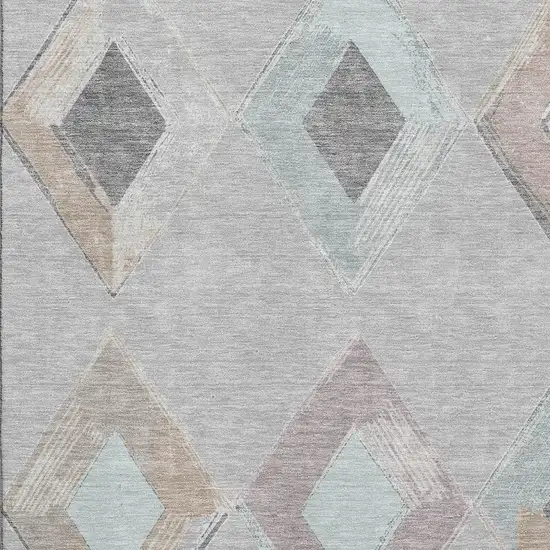 Gray Beige And Charcoal Geometric Washable Area Rug With UV Protection Photo 3