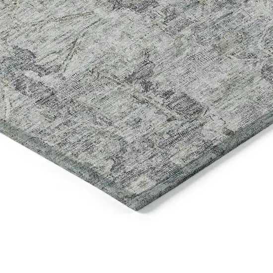 Gray Beige And Charcoal Oriental Washable Indoor Outdoor Area Rug Photo 5