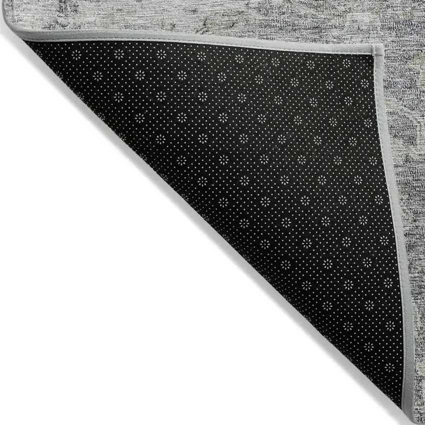 Gray Beige And Charcoal Oriental Washable Indoor Outdoor Area Rug Photo 4
