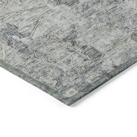 Gray Beige And Charcoal Oriental Washable Indoor Outdoor Area Rug Photo 5