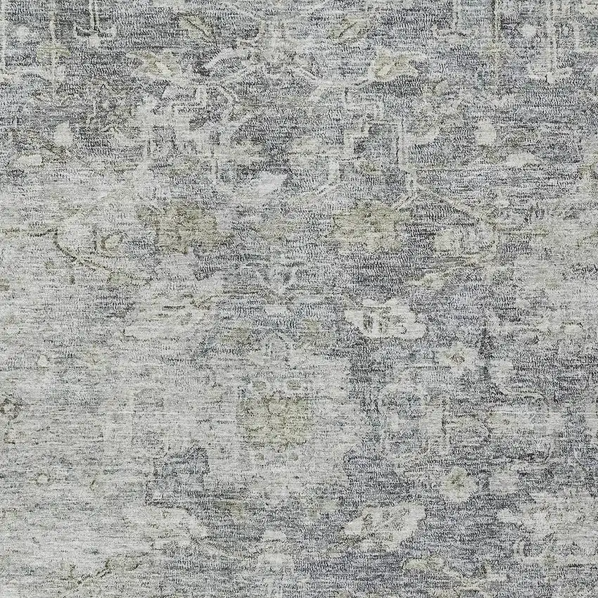 Gray Beige And Charcoal Oriental Washable Indoor Outdoor Area Rug Photo 6