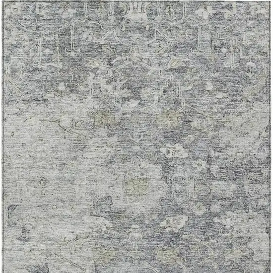 Gray Beige And Charcoal Oriental Washable Indoor Outdoor Area Rug Photo 7