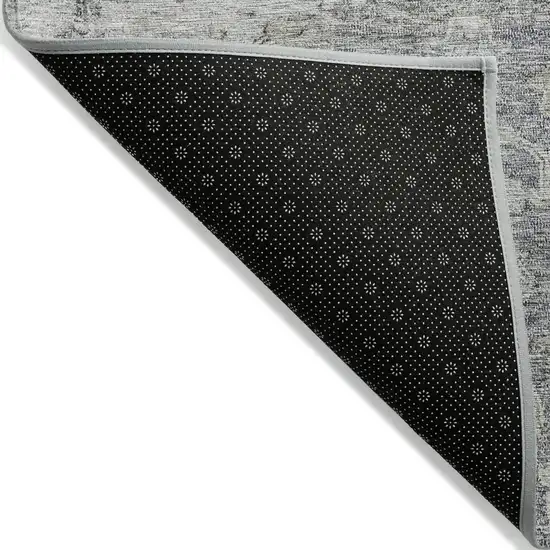Gray Beige And Charcoal Oriental Washable Indoor Outdoor Area Rug Photo 4