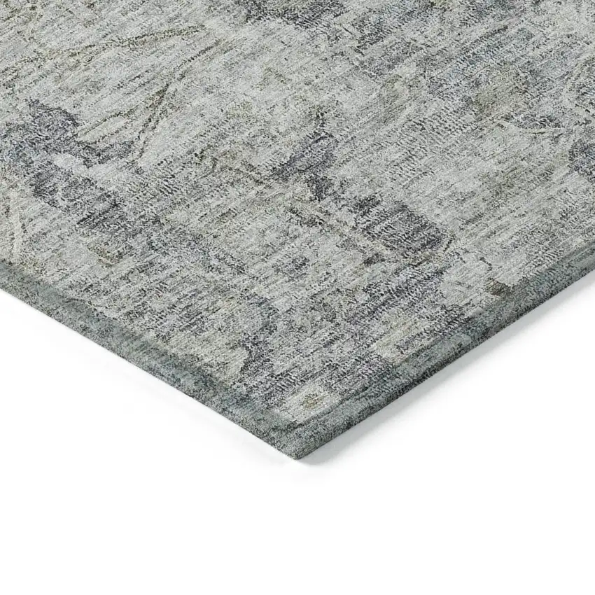 Gray Beige And Charcoal Oriental Washable Indoor Outdoor Area Rug Photo 5
