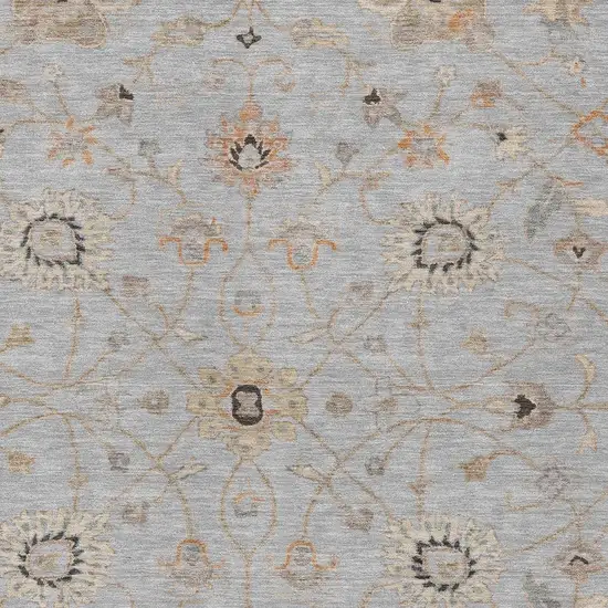 Gray Beige And Coral Floral Washable Indoor Outdoor Area Rug Photo 6