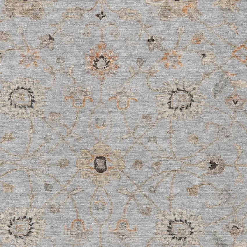 Gray Beige And Coral Floral Washable Indoor Outdoor Area Rug Photo 6