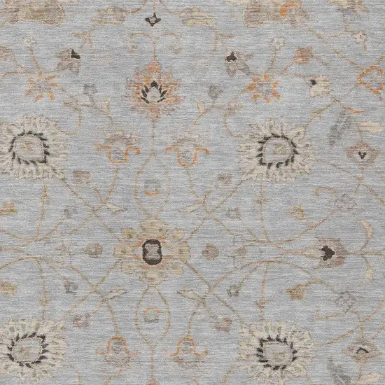 Gray Beige And Coral Floral Washable Indoor Outdoor Area Rug Photo 6