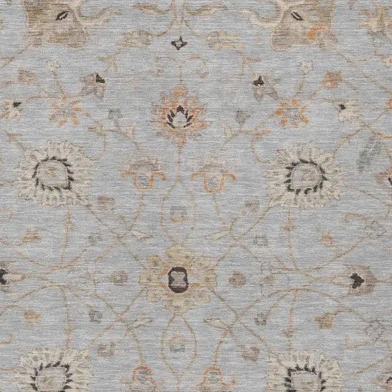 Gray Beige And Coral Floral Washable Indoor Outdoor Area Rug Photo 6