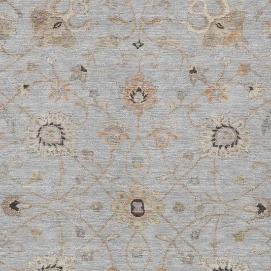 Gray Beige And Coral Floral Washable Indoor Outdoor Area Rug Photo 6