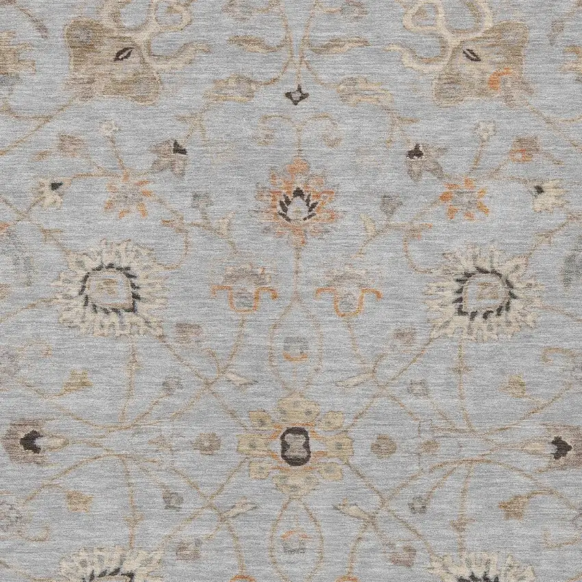 Gray Beige And Coral Floral Washable Indoor Outdoor Area Rug Photo 6